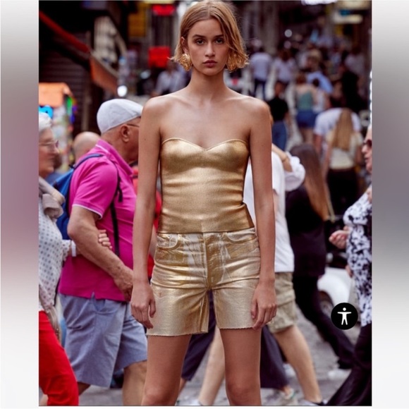 Zara Gold KNIT BUSTIER TOP - Picture 13 of 16